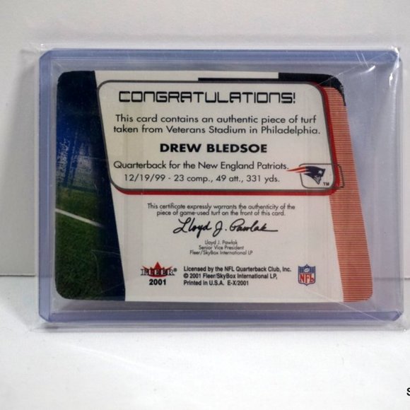 2001 Fleer E-X DREW BLEDSOE 🔥 Turf Team - Veterans Stadium New England Patriots - Picture 2 of 2